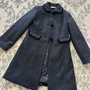 Copper Key Black Coat with Velvet Trim